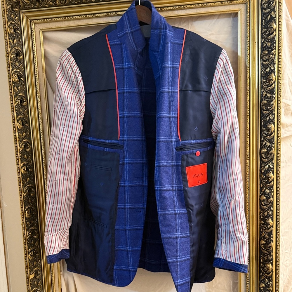 Isaia Royal Blue Checkered Blazer - Picture 6 of 9